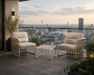 53200 modern outdoor lounge chair set with woven strap detail