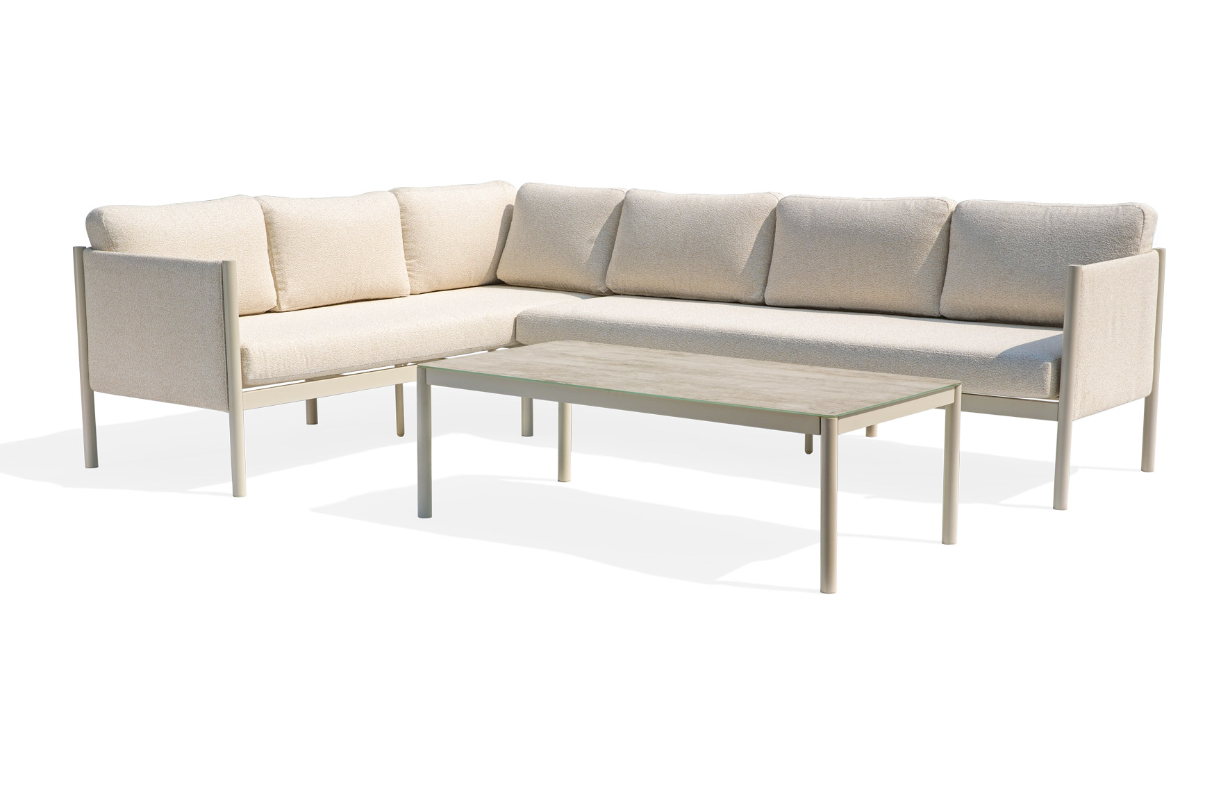 49335-Modern-Outdoor-Bouclé-Upholstered--corner-Sofa-Set-with-Aluminum-Frame-s1 Modern Outdoor Bouclé Upholstered Sofa Set with Aluminum Frame 49335 - Image 1