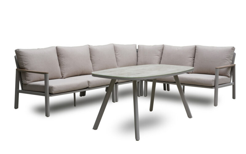 52555 outdoor modular corner dining sofa set with tunnel aluminum frame and Textilene